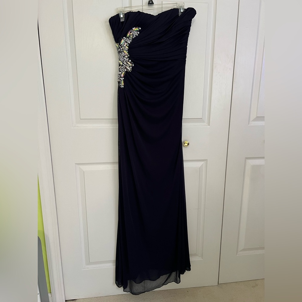 Dark Blue Strapless Prom Dress